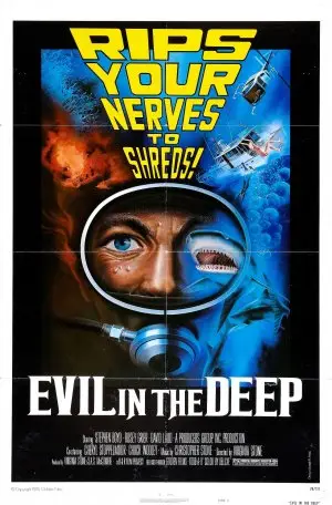 Evil in the Deep (1976) Men's Colored  Long Sleeve T-Shirt - idPoster.com