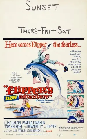 Flipper's New Adventure (1964) Men's Colored  Long Sleeve T-Shirt - idPoster.com