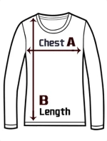 Men's Colored <br> Long Sleeve T-Shirt sizes