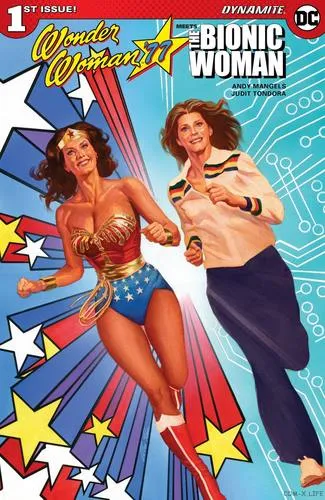 Wonder Woman 77 Meets the Bionic Woman Men's Colored Hoodie - idPoster.com