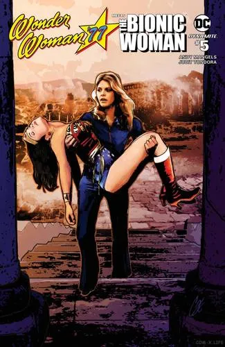 Wonder Woman 77 Meets the Bionic Woman White Tank-Top - idPoster.com