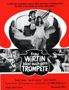 Frau Wirtin blast auch gern Trompete (1970) Women's Colored T-Shirt - idPoster.com