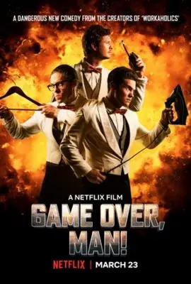 Game Over Man (2018) White T-Shirt - idPoster.com