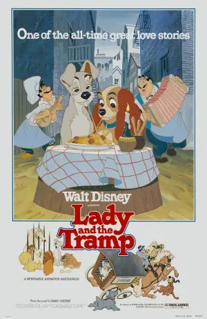Lady and the Tramp (1955) Women's Colored T-Shirt - idPoster.com