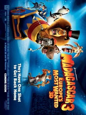 Madagascar 3: Europe's Most Wanted (2012) White T-Shirt - idPoster.com