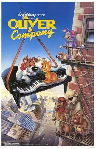 Oliver and Company (1988) Men's Colored  Long Sleeve T-Shirt - idPoster.com