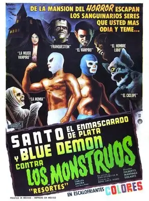 Santo el enmascarado de plata y Blue Demon contra los monstruos (1970) White T-Shirt - idPoster.com
