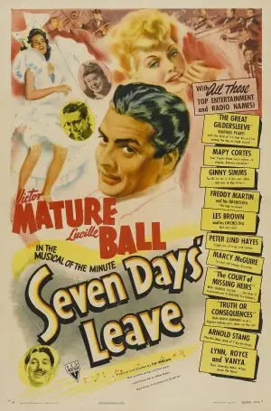 Seven Days Leave (1942) Women's Colored T-Shirt - idPoster.com