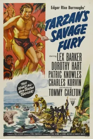 Tarzan's Savage Fury (1952) Drawstring Backpack - idPoster.com